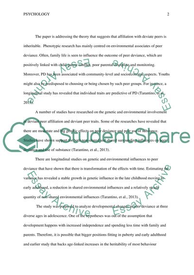 Influences on Affiliation With Deviant Peers During Adolescence and Early Adulthood by N. Tarantino