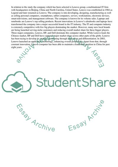 Strategic and competitive positioning of Lenovo