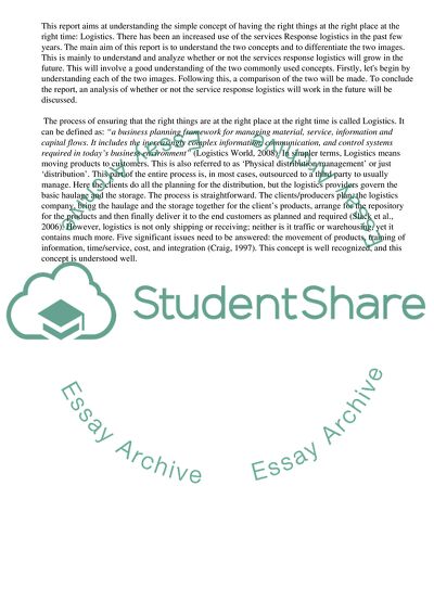 Service Response Logistics vs. Logistics