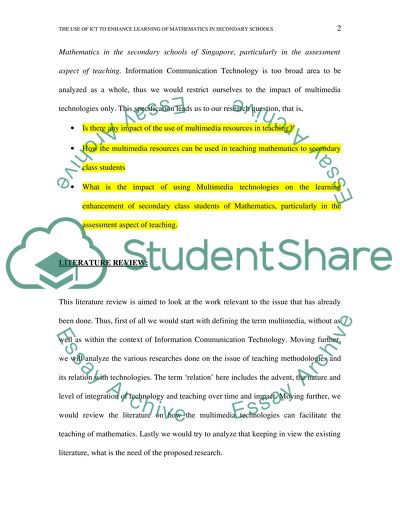The Use of ICT to Enhance Learning of Mathematics in Secondary Schools