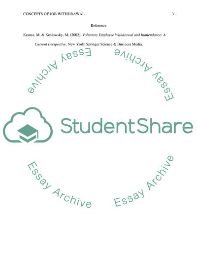 Concepts of job withdrawal