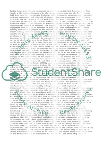 Talent Management in the New Work Environment