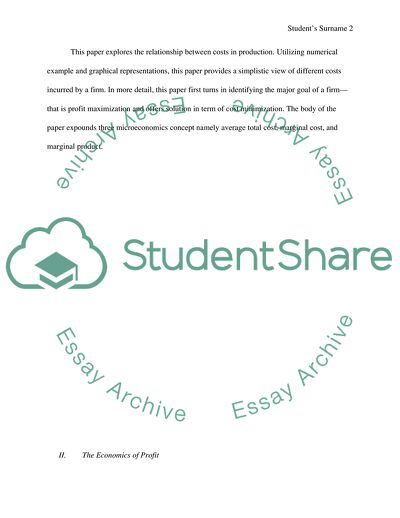 The Relationship between Costs in Production