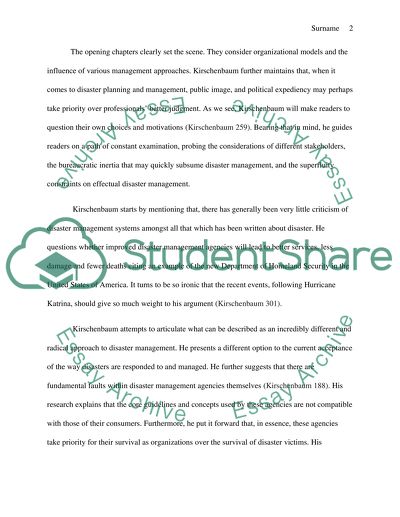 Chaos Organization and Disaster Management