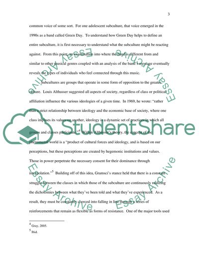 Anthropology: Youth Culture as Expressed by Green Day