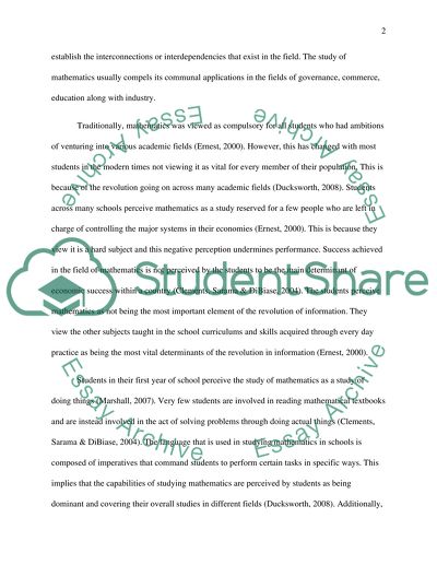 Perception of mathematics of first year students