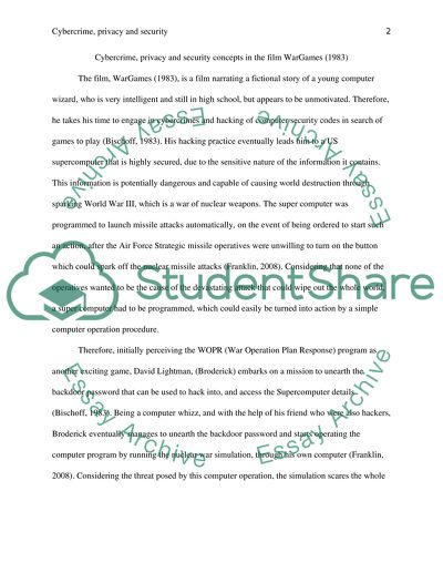 Cybercrime, privacy and security concepts in the film WarGames