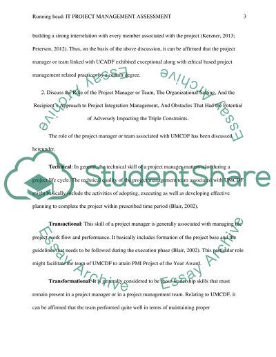 IT Project Management Assessment. UMCDF