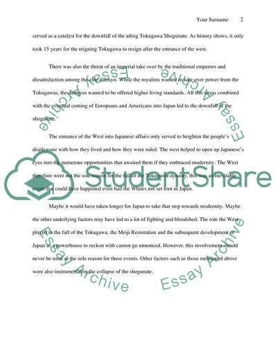 Is it correct to identify the entrance of the West as the reason for the fall of the Tokugawa Shogunate