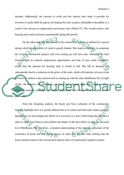 Explain and describe Boom/Bust nature of the construction industry