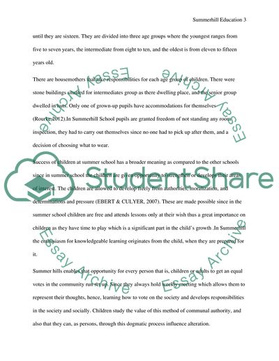What Effects does the Summerhill Education have on a Childs Learning and Development