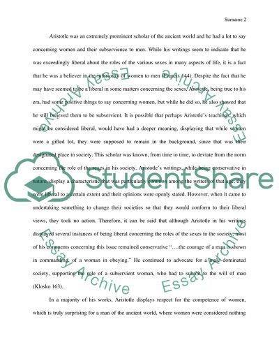 Aristotles argument that women are subsidiary to men