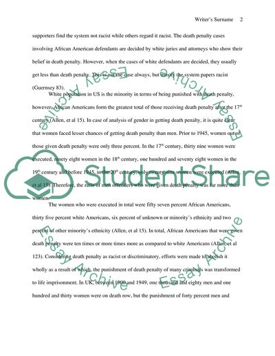 Death Penalty: Class, Race, Gender, and Crime