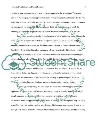 The Human Resource Functions and Major Improvement in Technology