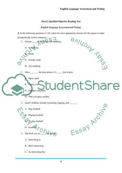 English Language Assessment and Testing