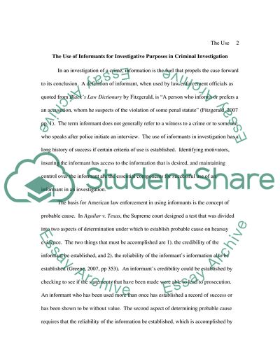 Use of informants in criminal investigation