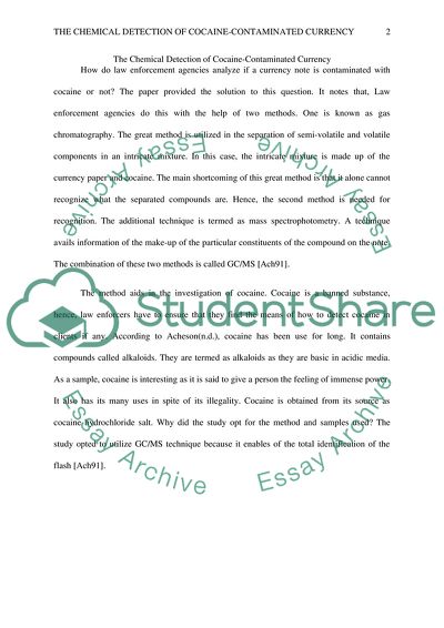 The Chemical Detection of Cocaine-Contaminated Currency