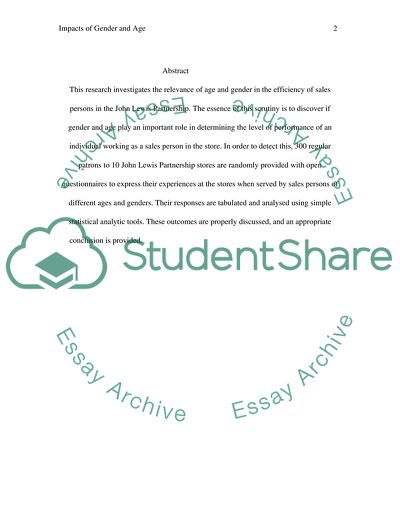 The Impacts of Age and Gender on A Sales Person in the John Lewis Partnership