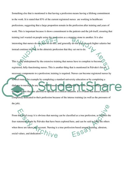 Image of Nursing: Palvakos Characteristics of a Profession