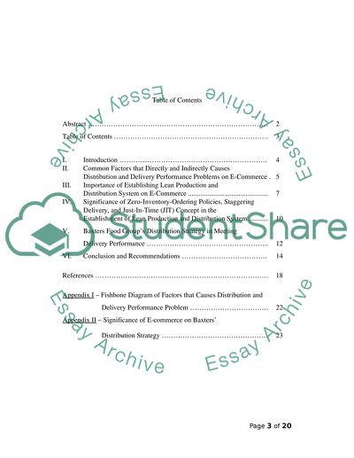 A Look at a Baxters Food Groups Distribution Strategy in Meeting Delivery Performance