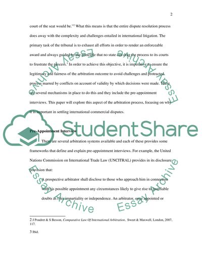 Pre-appointment Interviews and International Commercial Arbitration