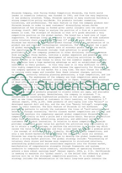 Global Marketing: Shiseido