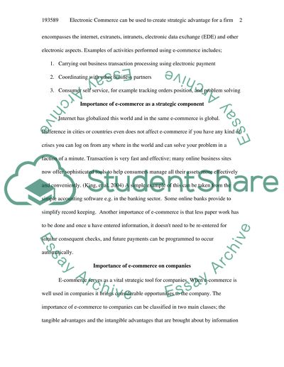 EC can be used to create strategic advantage for a firm
