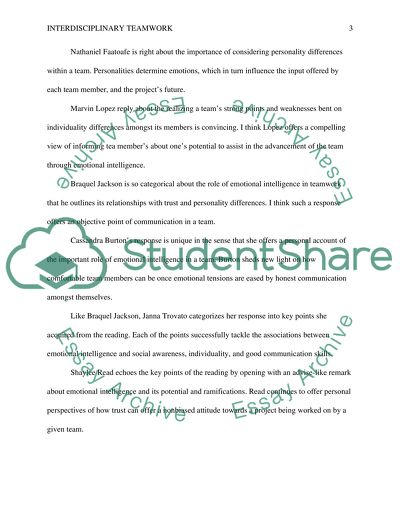 INTERDISCIPLINARY TEAMWORK