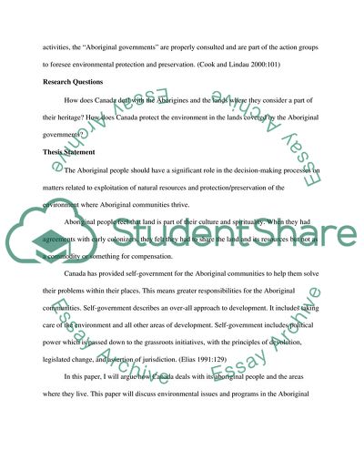 Canadas Environmental Program for the Aboriginal Communities