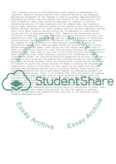 Analysis of the Zero Tolerance Policy