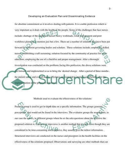 Developing and Evaluation Plan