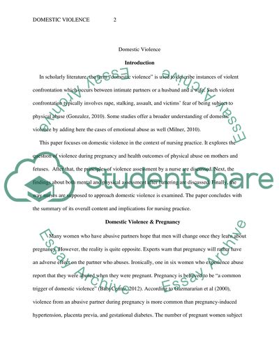 Domestic Violence in the Context of Nursing Practice