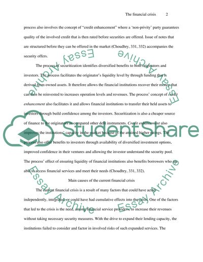 Securitization, Regulation and Factors Contributing to Financial Crisis