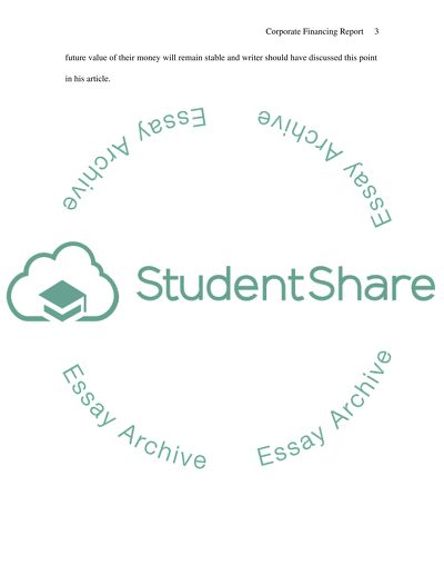 Corporate Financing Report