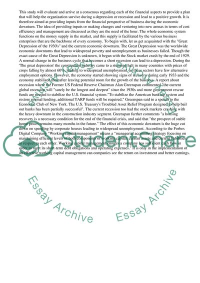 Survival and Positive Growth during an Economic Downturn