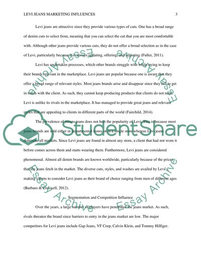 Levi Jeans Marketing Influences