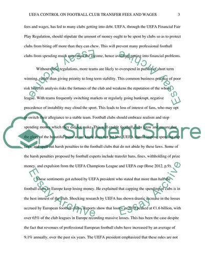 The Union of European Football Association Control on Football Club Transfer Fees and Wages