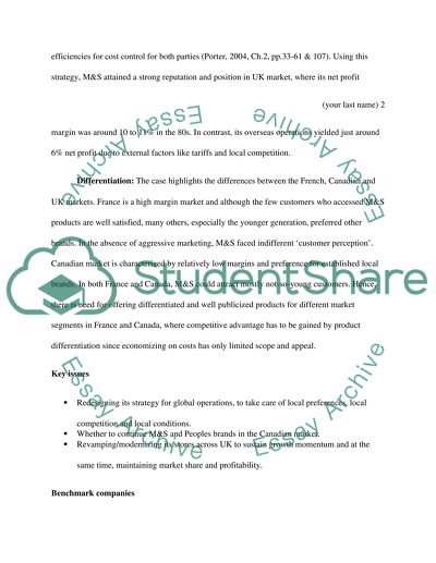 Different Strategies of M&S for UK, Europe, and Canada