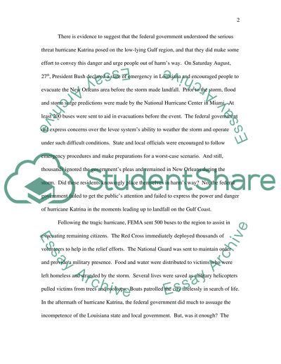 The Federal Government is Liable for the Delayed Response in Aiding the Victims of Hurricane Katrina