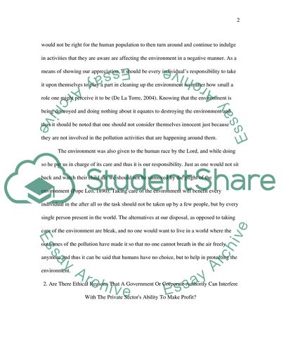 Do Governments and Individuals Have an Ethical Duty to Protect the Environment