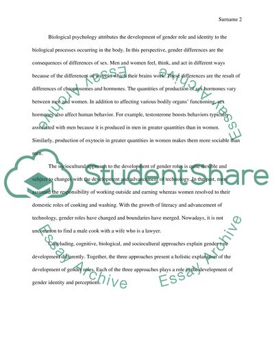 Diacuss and evaluate the development of the gender roles