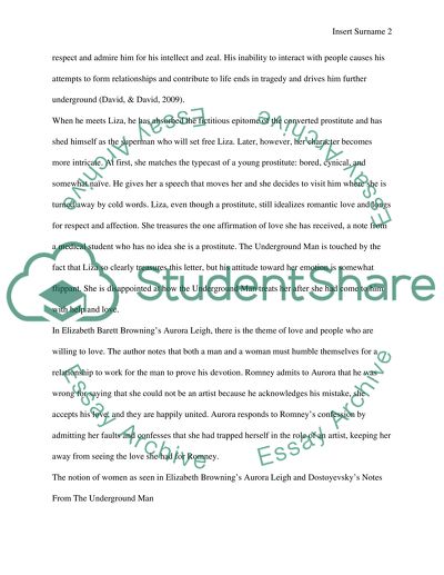 Comparison of note from underground, conclusion and aurora leigh