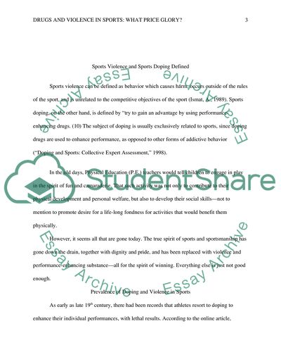 Doping and Violence in Sports - What Is Price of Glory