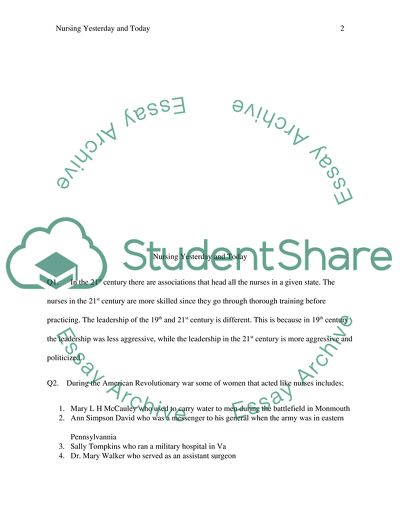 Nursing Yesterday and Today