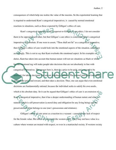 Categorical Imperative and Ethics of Care