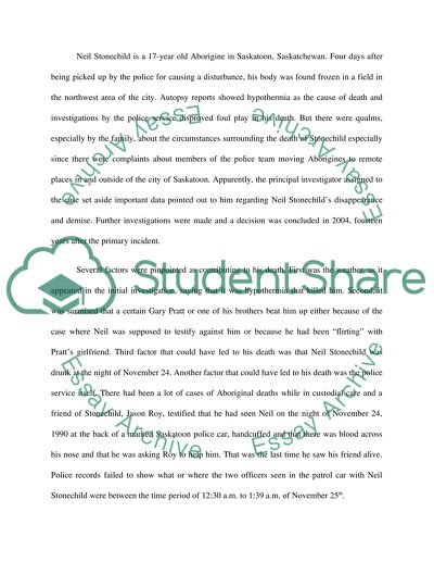 The Neil Stonechild Situation