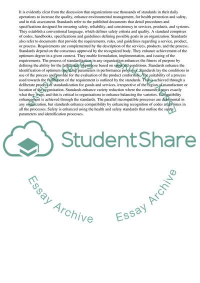 Benefits and Disadvantages of Standards to an Organization