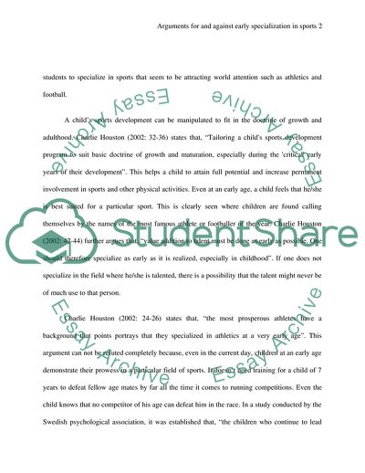 Early Specialization in Sports