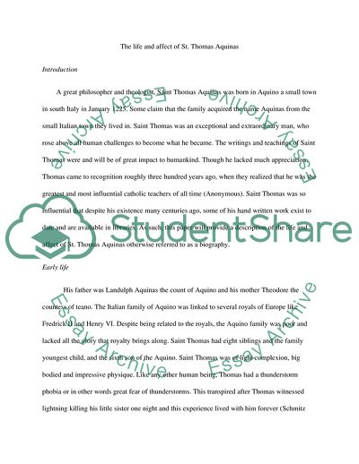 The Life of St. Thomas Aquinas