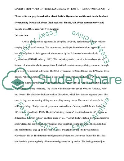 Free Standing as a Type of Artistic Gymnastics